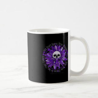 Skull Sunflower Warrior Purple Ribbon Alzheimer Aw Coffee Mug