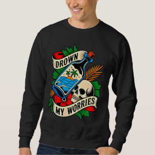 Skull & Sunset Tropical Tattoo   Unique Gift Idea Sweatshirt