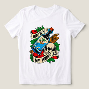 Skull & Sunset Tropical Tattoo   Unique Gift Idea Tri-Blend Shirt