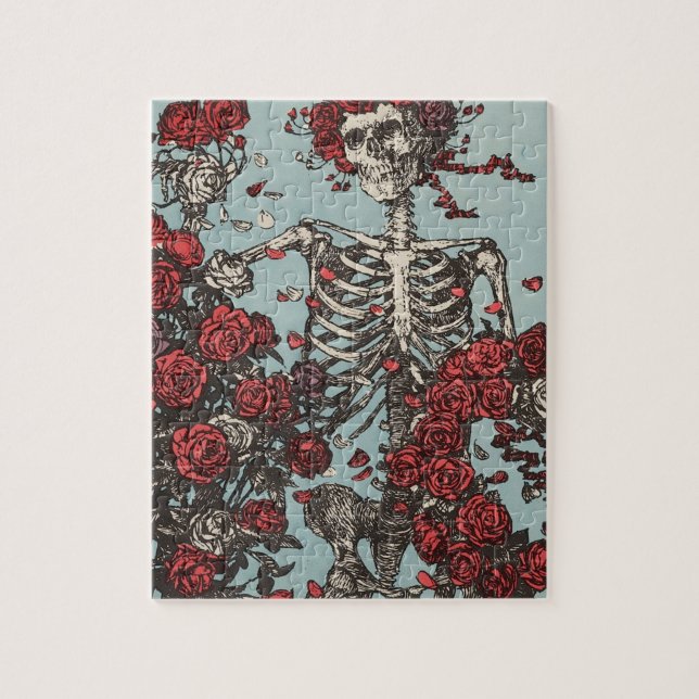 Skull Surrounded by Roses Jigsaw Puzzle (Vertical)