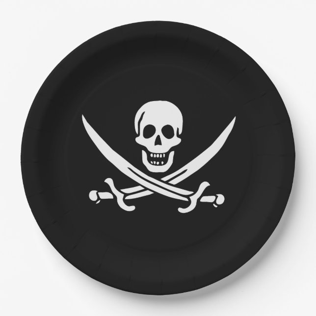 Skull & Swords Pirate flag of Calico Jack Paper Plate (Front)