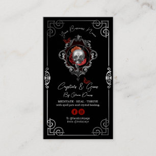 Skull Tarot Design Black Business Card
