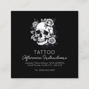 Skull Tattoo Aftercare Instructions Stylish Square Business Card