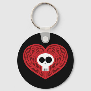 Skull Tattoo Heart Key Ring