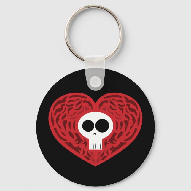 Skull Tattoo Heart Key Ring (Front)