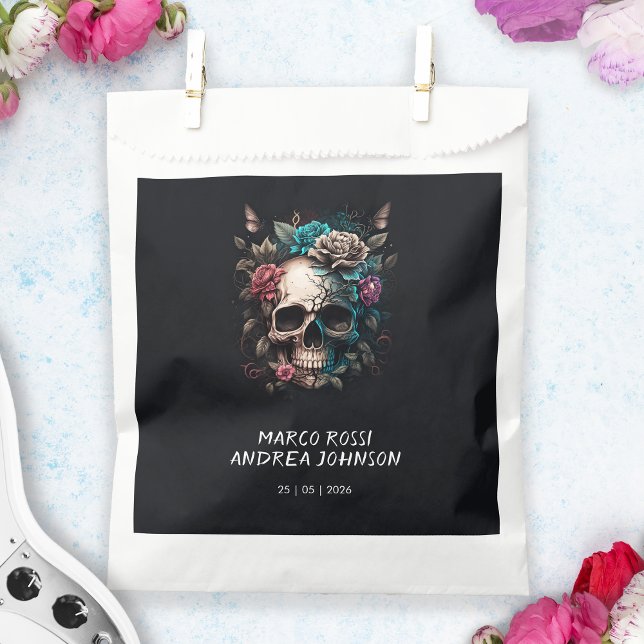 Skull Tattoo Rock and Roll Gothic Wedding Favour Bags (Skull Tattoo Rock and Roll Gothic Wedding Favor Bag)