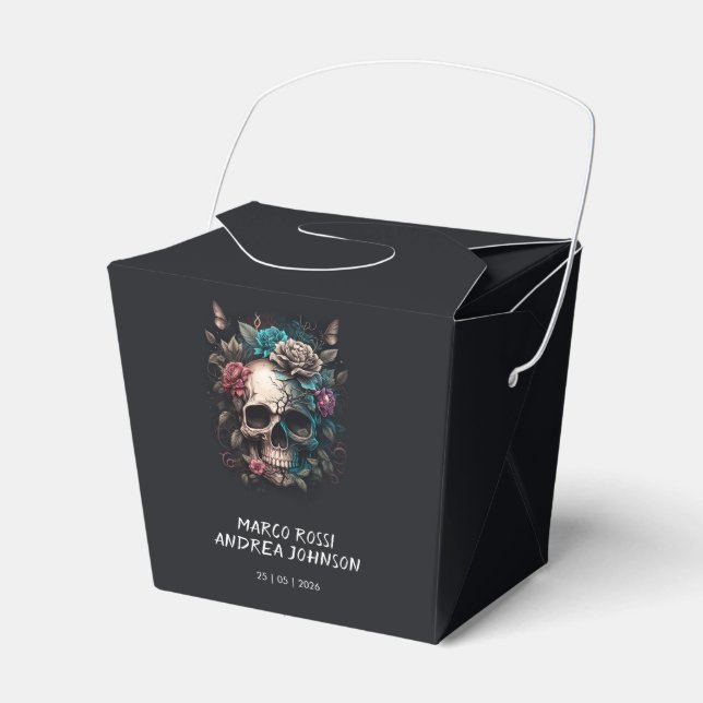 Skull Tattoo Rock and Roll Gothic Wedding Favour Box (Front Side)