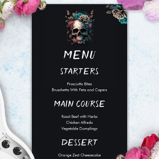 Skull Tattoo Rock and Roll Gothic Wedding Menu
