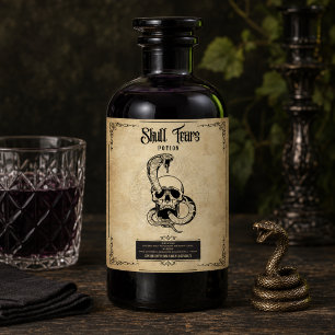 Skull Tears Potion Haunting Elegance for halloween Wine Label