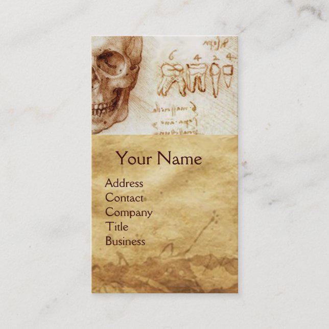 SKULL,TEETH,DENTAL CLINIC,DENTIST MONKEY AND CAT BUSINESS CARD (Front)