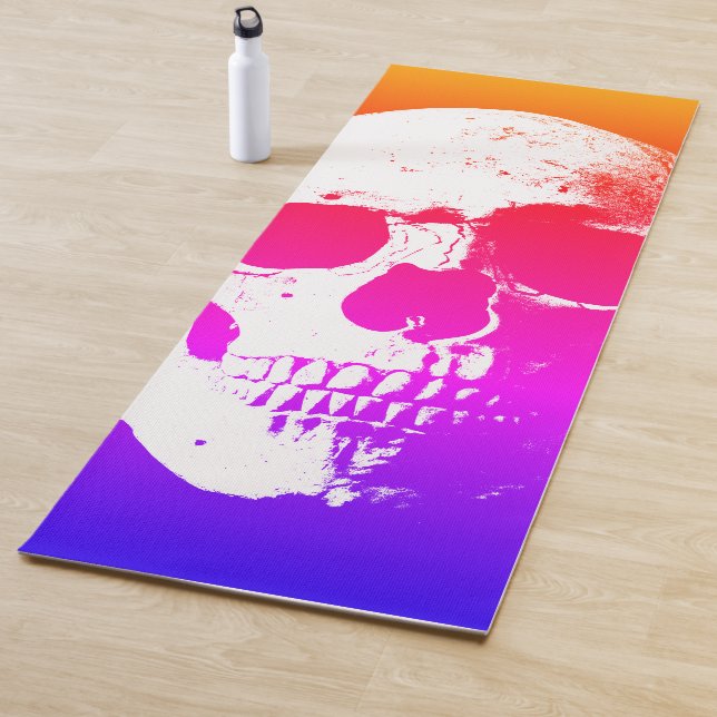 Skull Template Yellow Orange Red Blue Purple Yoga Mat (In Situ)