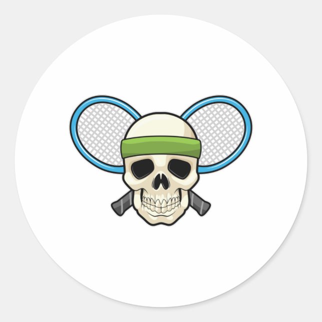 Skull Tennis Tennis racket Classic Round Sticker (Front)