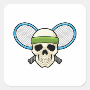 Skull Tennis Tennis racket Square Sticker