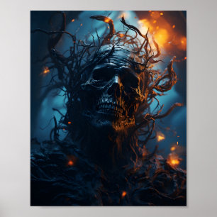 Skull Theme Awesome Halloween Scary Skull Poster