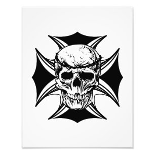 Skull thorn crown cross goth biker art Photo Print