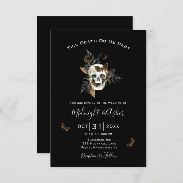 Skull Till Death Do Us Part Wedding Invitation (Front/Back)