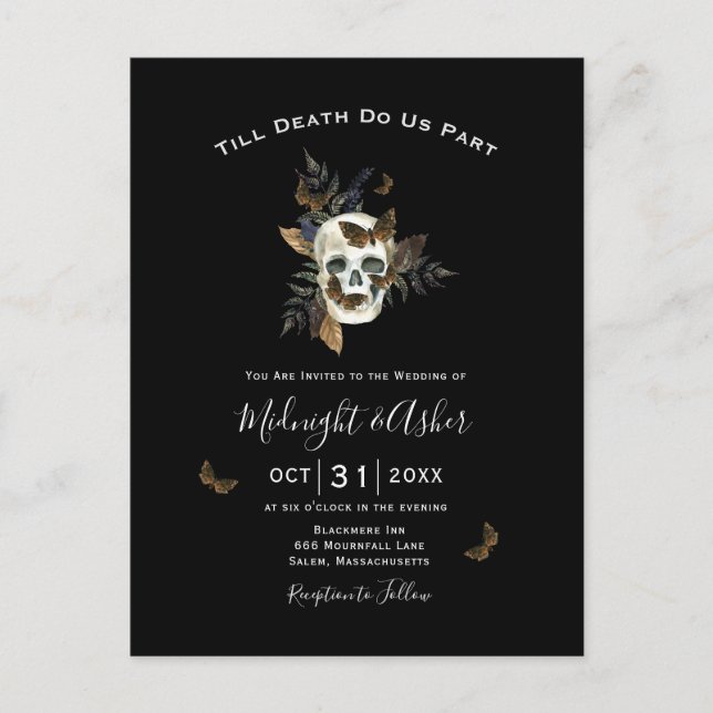 Skull Till Death Do Us Part Wedding Postcard (Front)