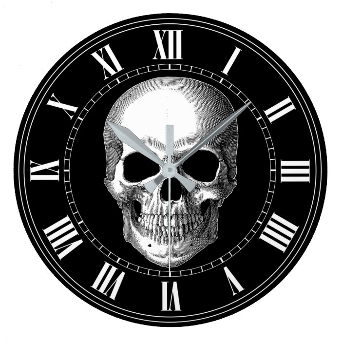 Skull Time Large Clock Zazzle.co.uk