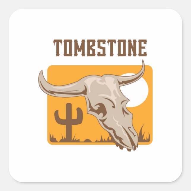 SKULL TOMBSTONE AZ SQUARE STICKER (Front)