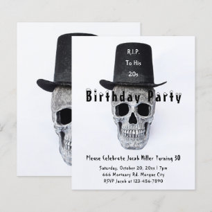 Skull Top Hat Vintage Black RIP To His 20s Budget