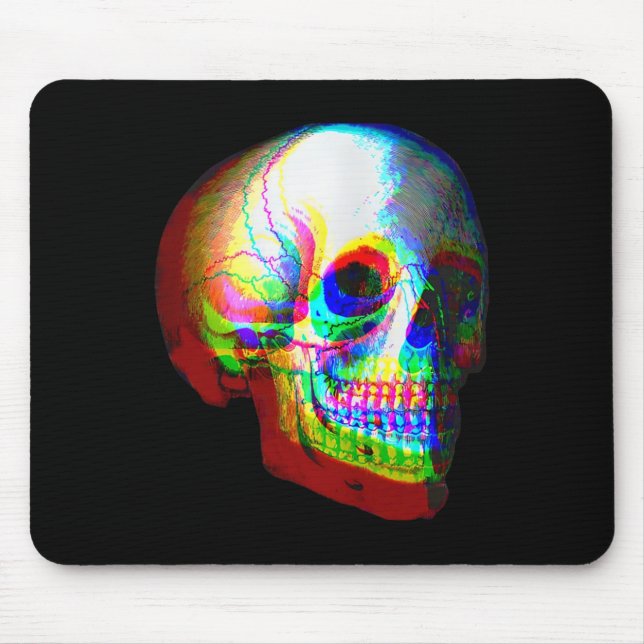 Skull Trippy Vaporwave Halloween Techno Rave Edm M Mouse Mat (Front)