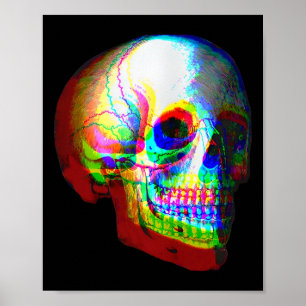 Skull Trippy Vaporwave Halloween Techno Rave Edm M Poster
