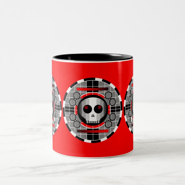 Skull TV Round mug red (Center)