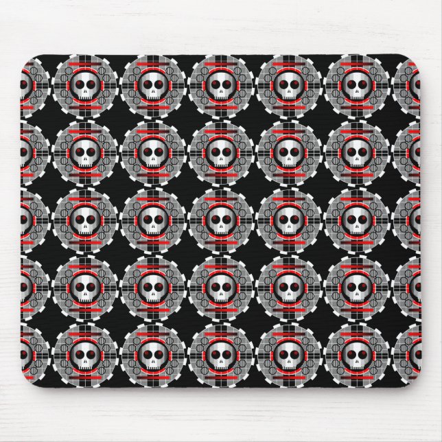 Skull TV Round multi mousepad black (Front)