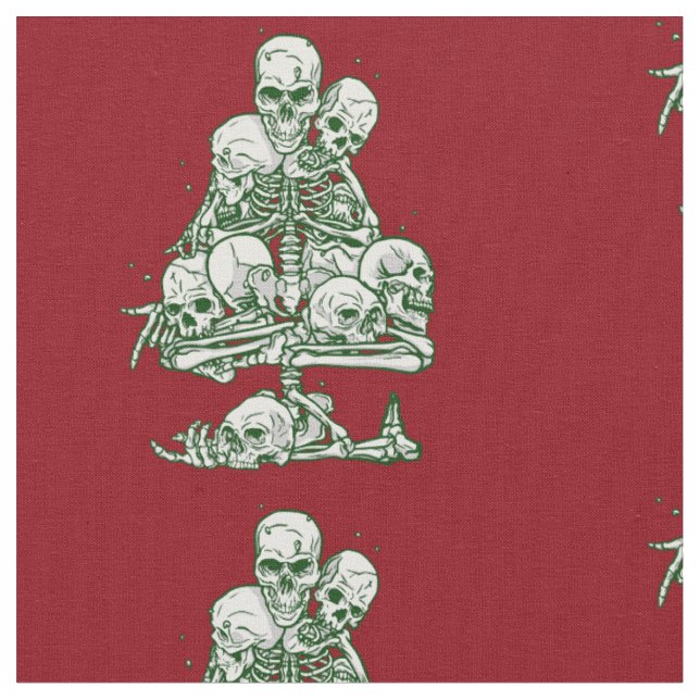 skull ugly christmas tree skeleton gothic fabric (Close Up)
