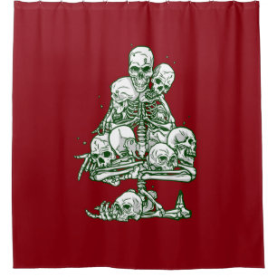 skull ugly christmas tree skeleton gothic shower curtain