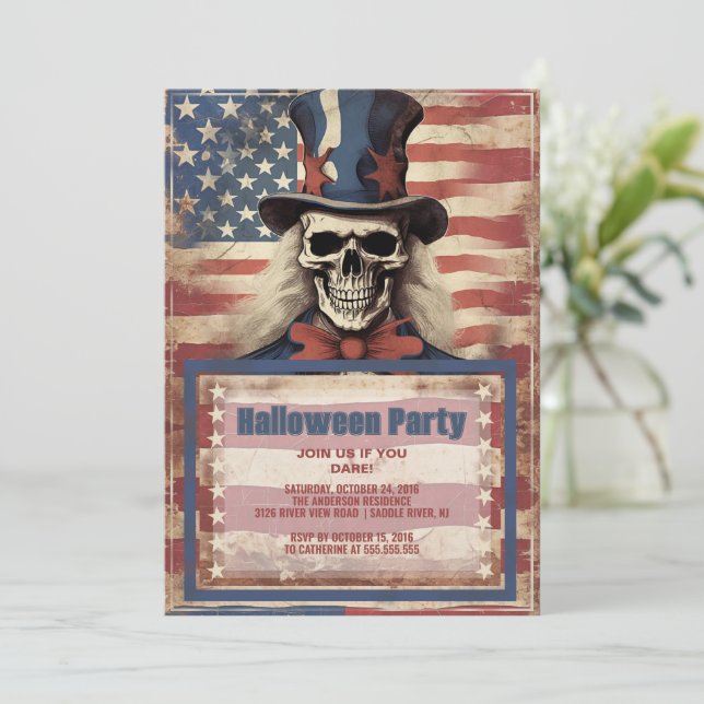 Skull Uncle Sam Halloween Invitation (Standing Front)