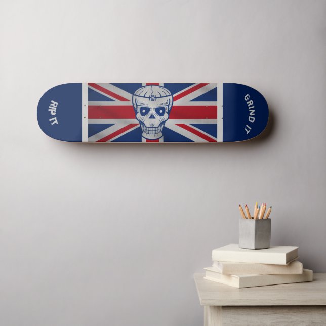 Skull & Union Jack Skateboard (Wall Art (Horz))