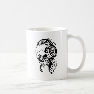 Skull using Headphone Coffee Mug