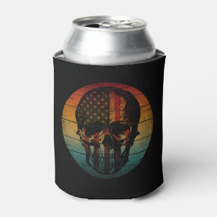 SKULL VINTAGE AMERICAN FLAG GIFT CAN COOLER