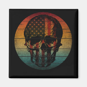 SKULL VINTAGE AMERICAN FLAG GIFT MAGNET