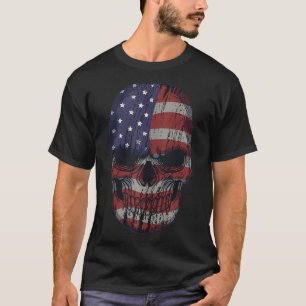 Skull Vintage American Flag Patriotic Men Women T-Shirt