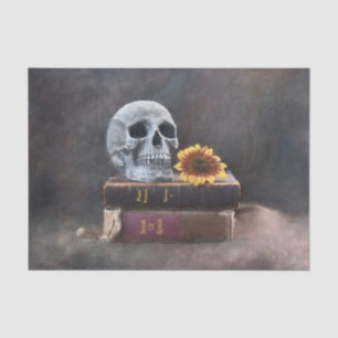 Skull Vintage Books Yellow Sunflower Gothic Tissue Paper