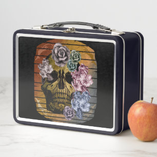 SKULL VINTAGE FLORAL METAL LUNCH BOX