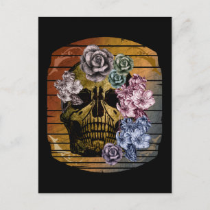 SKULL VINTAGE FLORAL POSTCARD