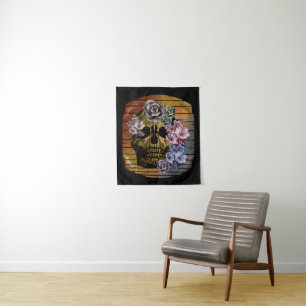 SKULL VINTAGE FLORAL TAPESTRY