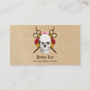 skull vintage hairstylist hair stylist floral business card