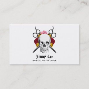 skull vintage hairstylist hair stylist floral business card