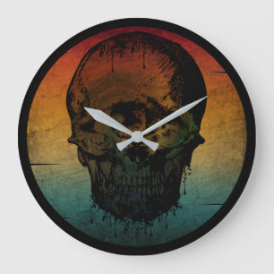 SKULL VINTAGE HALLOWEEN HORROR GIFT  LARGE CLOCK