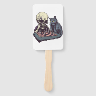Skull vs Cat � Funny Chess Battle Hand Fan