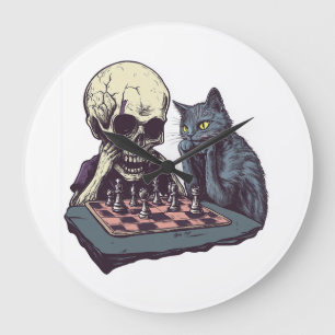 Skull vs Cat � Funny Chess Battle Large Clock