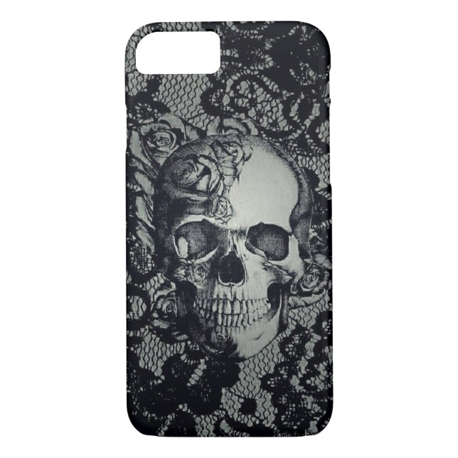Skull w/Lace iPhone 8/7, Barely There Phone Case (Back)