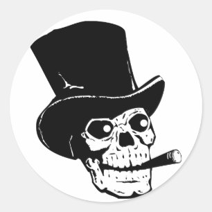 Skull w/ Top Hat Classic Round Sticker