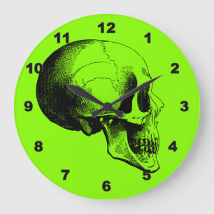 Skull Wall Clock,Green Large Clock