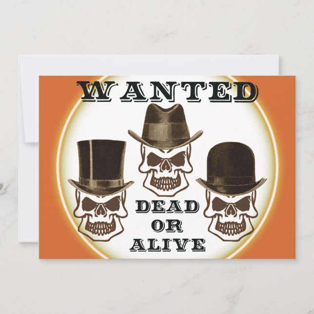 Skull Wanted Dead or Alive Invitation (Front)