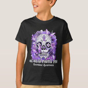 Skull We Wear Purple For Overdose Awareness T-Shirt